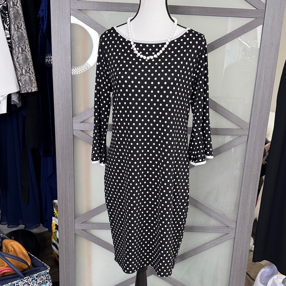 Annalee + Hope Black and White Polka Dot Long Sleeve Dress